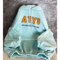 Hoddie nhiều màu ATYS full màu unisex from thụng nỉ ngoại xinhkèm ảnh thật - xanh ngọc - free size dưới 65kg