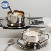 Hoeaden 180ml / 200ml Cốc Cà Phê Hai Lớp Chống Nóng Bộ Cốc Trà Inox Có Đĩa Và Thìa VN