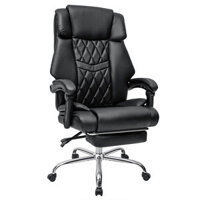 Hoffree Office Chair Wide Seat Ergonomic Computer Desk Chair High Back PU Leather Executive Chair w/ Lumbar Back Support