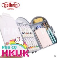 Holbein Pro Compo mini 3 travel kit set 12 màu 5ml kèm cọ vẽ + ống đựng nước + miếng mút Sponge + pallete