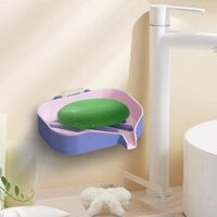 Holder with Soap Tray Wall Mount Sturdy Punching Free Size 13x9x3cm - Pink and Purple