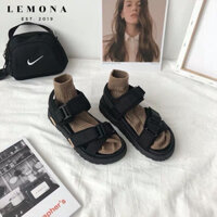 Hôm nay ưu tiên 577 | Sandal Đi Học Quai Chéo Màu Đen Ulzzang Đơn Giản Phong Cách Hàn Quốc