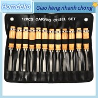 Homdeko 12 CÁI Dụng cụ đục bằng tay khắc gỗ Chế biến Máy tiện chuyên nghiệp lỗ