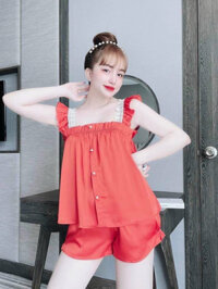 {Home pajamas} Đồ bộ đùi cánh tiên mặc nhà, bộ ngủ lụa satin cao cấp