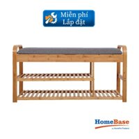 HomeBase FURDINI Tủ giày ghế băng bằng gỗ lưu trữ 5 đôi giày ZIMBA W100xH30xD30cm màu xám