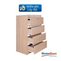 HomeBase FURDINI Tủ gỗ 4 ngăn kéo bằng gỗ ép FORCE Thái Lan W60xH95xD39cm màu gỗ sồi/trắng