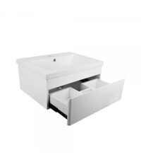HomeBase MOYA Tủ chậu lavabo treo tường bằng nhựa PVC lavabo ceramic W60xH27xD46cm màu trắng