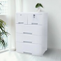 HomeBase STACKO Tủ nhựa 4 tầng 5 ngăn kéo 5854 Thái Lan W59xD40xH90cm màu trắng