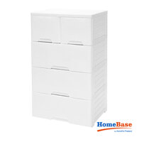 HomeBase STACKO Tủ nhựa 4 tầng 5 ngăn kéo NEAT Thái Lan 65X46X105CM màu trắng