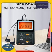 [Homeessential.vn] 2 băng tần AM FM Pocket Radio 2.1 inch Màn hình LED Máy nghe nhạc MP3 di động Hỗ trợ thẻ