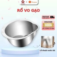[HOMELIGHT] Rổ Vo Gạo INOX 304 Thép Không Gỉ An Toàn, Rổ Rửa Rau Củ Quả, Vo Gạo Có Lỗ Thoát Nước X588