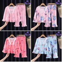 Homely Kid Dài Tay Mặc Ở Nhà Big Girl Polyester Cổ Vuông Bộ Đồ Ngủ Cho 8 - 9 Tuổi