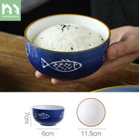 Homenhome Mẫu Cá Vẽ Tay Sáng Tạo Bộ Đồ Ăn Bằng Gốm Bát Và Đĩa Cho Cơm Súp Mì 4.5Inch/8Inch LazadaMall