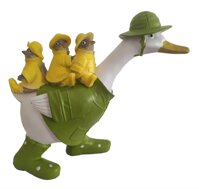 HOMERRY Garden Duck Statue - 3 Small Sparrow Birds Figurines on The Back of Quacker Duck Statue for Home Decor or Garden Ornament