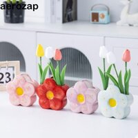 Homesogood Bình hoa gốm hình, Hộp đựng bút trang trí để bàn đa chức năng, Hộp đựng cọ trang điểm sáng tạo Bể chứa đầy màu sắc Trang trí nhà cửa
