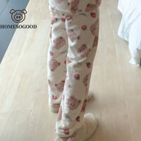 Homesogood Kitty Cat Pyjama Quần, Crayon Shin-chan Bear Flannel Fleece Quần, Hoạt Hình Thời Trang Kawaii Đồ Ngủ Quần Vải Co Giãn Nữ