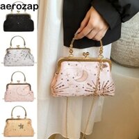 Homesogood Túi sườn xám phong cách Trung Quốc, Túi tiệc dạ hội ngôi sao pháo hoa, Mặt trăng Mini lấp lánh Dây chuyền kim loại Sequin Túi xách nữ