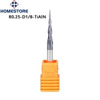 Homestore 1 / 8 Shank CNC Carbide Ball Mũi Côn End Mill Bán Kính 0,25mm TiAIN phủ