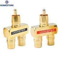 Homestore  2 Cái Cho RCA Audio Y Splitter Adapter 1 Nam Đến 2 Nữ Mạ Vàng