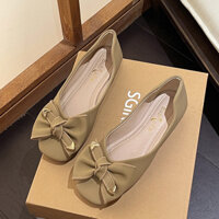 [Hơn 4.000 khách hàng thường xuyên] Giày lười nữ phong cách Hàn Quốc mới, da bò, mùa xuân hè, mũi rộng nông, đế mềm, mocasin