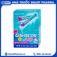 Hỗn dịch Gaviscon Dual Action Reckitt Benckiser hồng điều trị trào ngược dạ dày, thực quản (24 gói x 10ml)