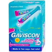 Hỗn dịch uống Gaviscon Dual Action trị trào ngược dạ dày, thực quản (24 gói x 10ml)