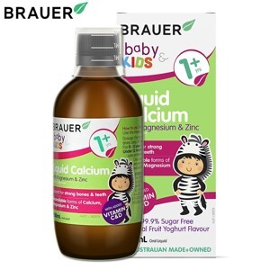 Hỗn hợp vitamin Canxi, Magie và Kẽm Brauer Baby and Kids Liquid Calcium with Magnesium and Zinc 200ml