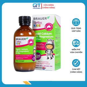 Hỗn hợp vitamin Canxi, Magie và Kẽm Brauer Baby and Kids Liquid Calcium with Magnesium and Zinc 200ml