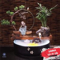 Hòn non bộ mini-có nước chảy từ chậu cây kiểng