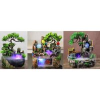 Hòn non bộ tiểu cảnh, bể nuôi cá có máy bơm nước, quả cầu thủy tinh