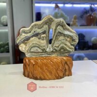 Hòn Trống Mái Đá Ngọc Sepentine Tự Nhiên Nguyên Khối Vân Xanh Cốm 13kg-46cm