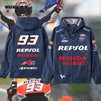 Honda Co-Branded motogp Factory Team Men Motorcycle Cycling Jersey Jacket No. 93 Maquez Cùng Phong Cách Áo Cardigan Áo Khoác Đua Xe Áo Khoác Xe Máy Áo Khoác