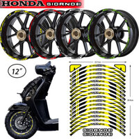 Honda Giorno125 12 "Nhãn dán khúc xạ Bánh xe trung tâm Vành chống nước Xe máy Trang trí bền bỉ Decal đẹp HONDA GIORNO