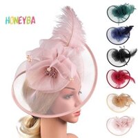 Honeyba Tính Khí Mũ Nữ Lông Vũ Cocktail Tiệc Trà Mũ Đa Năng Thanh Lịch Phụ Kiện Tóc Quà Tặng Đẹp
