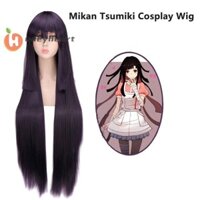 Honeyheart  100cm Mikan Tsumiki Đen Tím Dài Thẳng Cosplay Tóc Giả Danganronpa Đảng Kích Hoạt Happy Havoc Cosplay Phụ Kiện Đẹp