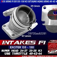 Họng co xăng Fi xe EXCITER 135, 150, Y15ZR sài họng 40, 42, 44