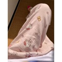 Hồng Hello Kitty Quần Short Mùa Hè Pyjama Quần Nữ Ngoài Trời Pyjama Quần Một Mảnh Đi Bộ Mùa Hè Pyjama Quần Dài