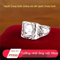 ❍✌♣Hồng Kông Pt950 Nhẫn Bạch Kim Mao Ông Đầu Sống Miệng Nhẫn Bạch Kim 18k Moissanite Nhẫn Nam Cho Bố