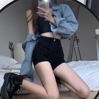 Hồng Kông Thiết Kế Phong Cách Skinny Hot Girl Quần Jean Đen Nữ Mùa Hè Eo Cao Ôm Hơn Nhìn Nóng Quần Siêu Quần Short ins Quần
