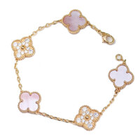 Hồng lắc tay 18k vàng vòng tay cỏ 4 lá nữ 17cm