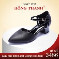 HỒNG THẠNH - Giày Búp Bê Nữ Gót Vuông Pha Lê Cao 3cm Mũi Nhọn Quai Hậu Cài - 3486