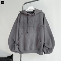 HOODIE BOXY - Áo khoác hoodie thêu đắp vải JJAYS form rộng mũ to nam nữ unisex màu XÁM TRẮNG/XÁM CHÌ/ĐEN 🖤