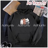 Hoodie nữ ATV Áo hodie 3 gấu trắng mặt mèo chất nỉ bông nhé bạn giá rẻ nhiều màu - Đen,M