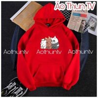 Hoodie nữ ATV Áo hodie 3 gấu trắng mặt mèo chất nỉ bông nhé bạn giá rẻ nhiều màu - Đỏ,M