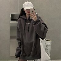 Hoodie nữ form rộng ghi ,Hoodie nữ form rộng có mũ dáng unisex