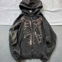 Hoodie Y2k Zipper Haruku Dài Tay Áo Thể Thao Siêu   Mũ Jacket Gothic Lỏng Lẻo Đường Ph