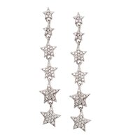 Hoop Earrings, Graduated 6 Cz Star Dangle Earrings