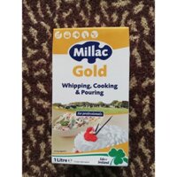 [Hộp 1 Lít – VÀNG] KEM SỮA ĐÁNH KEM TƯƠI (trang trí bánh, nấu ăn) [U.K] MILLAC GOLD Whipping, Cooking & Pouring (nw5)