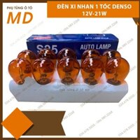 Hộp 10 Bóng Đèn Xi Nhan Ô Tô Màu Vàng Đui Cài 1 Tóc 12V 21W - Hàng Denso Nhật Bản