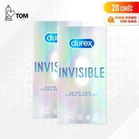 Hộp 10 cái Bao cao su Durex Invisible - Siêu mỏng, mềm mịn  - Bộ 2 - 20 cái